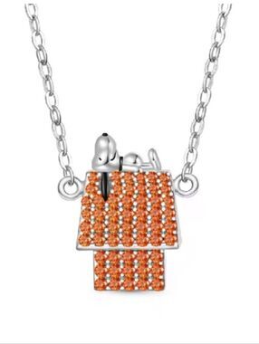 Silver Peanuts Snoopy Doghouse Rhinestone Necklace